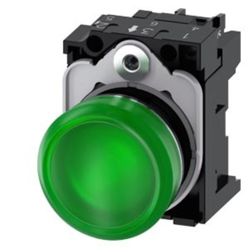 Siemens Dig.Industr. Leuchtmelder grün, Linse, glatt 3SU1156-6AA40-1AA0