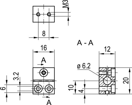 Sensopart Montageblock Innen 6mm MB 6