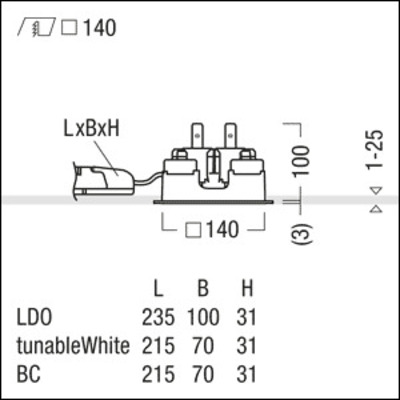 Zumtobel Group LED-Einbauleuchte 2700-6500K P-INFQ140L #60818565
