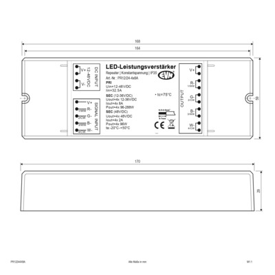EVN Lichttechnik Power-Repeater 12V / 24V DC PR12/24-4X8A
