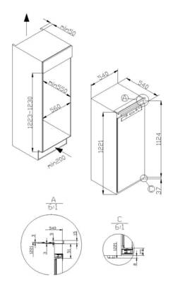 Amica EB-Kühlgerät m.GF Festtür EKSX 362 231