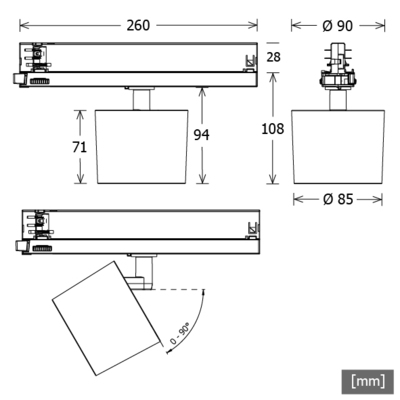 LTS Licht&Leuchten LED-Stromschienenstrahler 927, DALI, schwarz ORYOT201927L06D.STsw